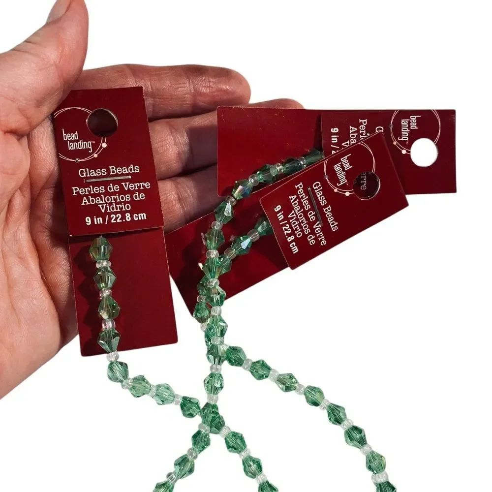 Bead Landing NWT 9 inch Strand Green Glass Beads 6MM Jewelry Making Crafting